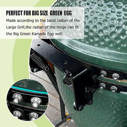 Hinge Assembly Kit fit Large Green Egg,Big Green Color Egg Accessories,Powder Coated Steel Hinge Set for Large Big Grill Green Egg