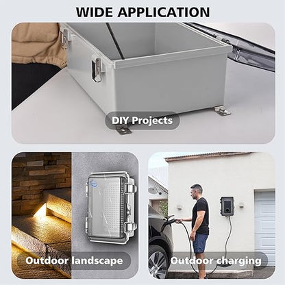 RTHIEAI Waterproof Outdoor IP67 Junction Box (5.9"x3.9"x2.8") with Mounting Plate, Hinged Clear Cover and Wall Brackets - Weatherproof ABS Plastic Electrical Enclosure for DIY Projects (150x100x70mm)