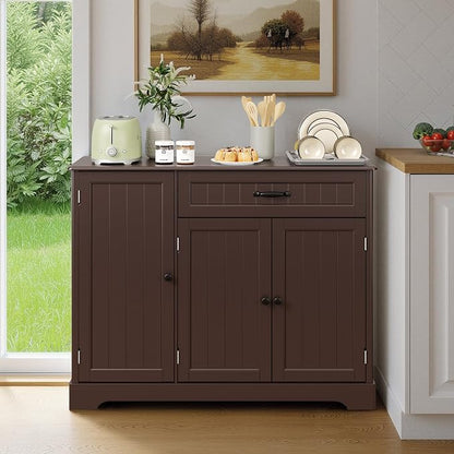 Buffet Cabinet with Storage Shelf, Dark Brown | Coffee Bar for Kitchen, Dining, Laundry, or Living room