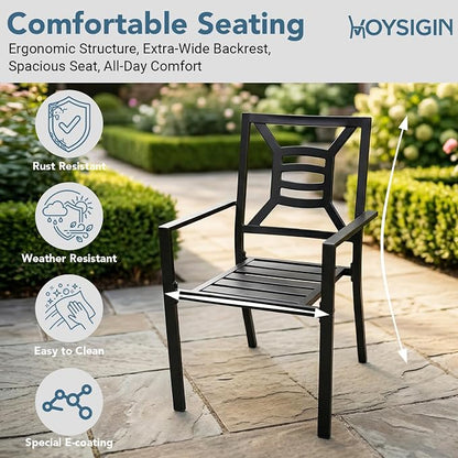 Outdoor Patio Dining Sets 7 Pieces Large 77" Rectangular Metal Dining Table