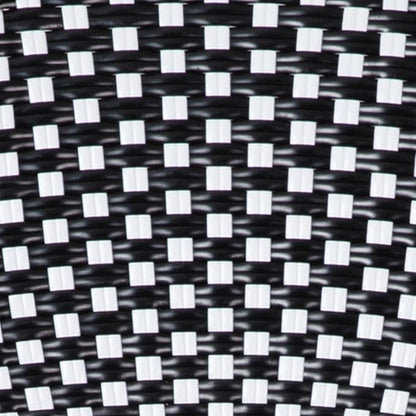 Flash Furniture Lourdes Indoor/Outdoor Commercial Thonet Bistro Stack Chair - Black/White PE Rattan Back and Seat - Natural Bamboo Print Metal Frame - 2 PK