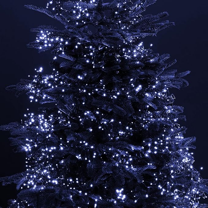 Dazzle Bright 300 LED Christmas String Lights, 100 FT Connectable Waterproof String Lights Green Wire with 8 Modes, Christmas Decorations for Indoor Outdoor Xmas Party Yard Garden (White) (Pack of 2)