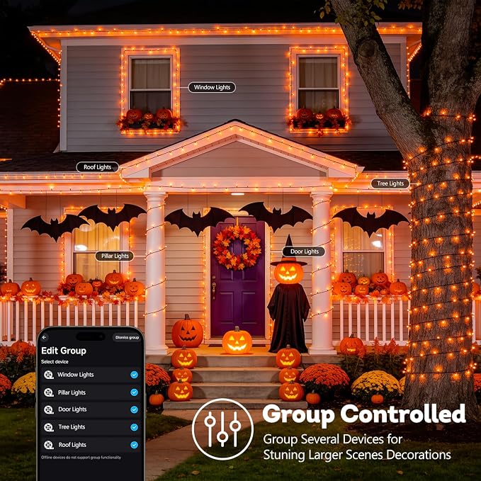 JMEXSUSS Color Changing String Lights, 66ft 200 LED RGB Halloween Lights | Plug in, APP & Remote Control, 16 Million DIY Colors, Waterproof, Smart Christmas Lights for Tree Party Indoor Outdoor Decor