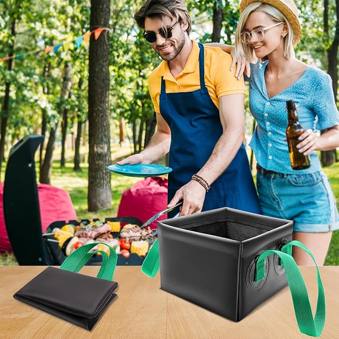 Collapsible Grill Brush Water Bucket, AHIER Dunk Tank for Grill Brush Heads for Stainless-Steel Grates((No Grill Brush)
