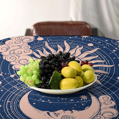 Moon Sun Tablecloth Vintage Boho Celestial Star Magical Galaxy Space Table Cloth Water Resistant Wipeable Table Cover for Farmhouse Picnic Party Holiday Kitchen Dinner Table 55"x75"
