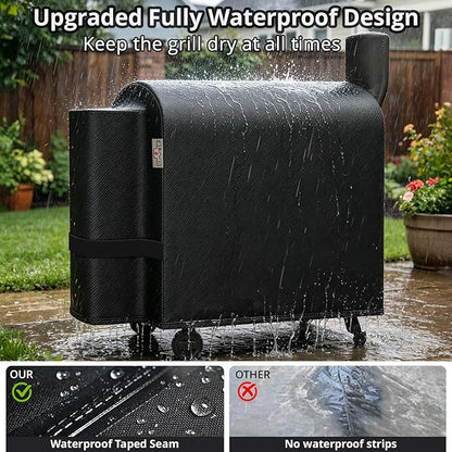 Pellet Grill Cover for Traeger Pro 34/780 Series,1000D Heavy Duty Rip-Proof Material Smoker Cover,Waterproof UV and Fade Resistant Grill Cover with Straps & Zippers for Traeger Texas 34,Z Grills 700