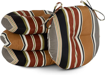 Greendale Home Fashions Espresso Stripe Outdoor 15-inch Bistro Seat Cushion, Set of 4