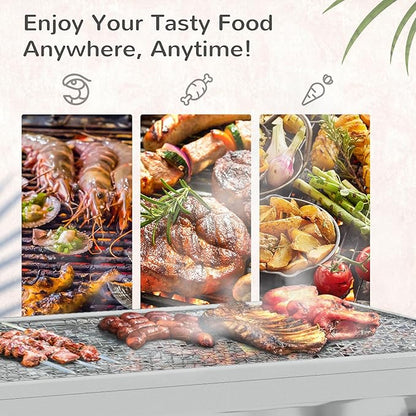 Portable Charcoal Grill, Stainless Steel Folding Outdoor BBQ Grill for Backyard Cooking, Camping, Picnic, Party, Tailgating and Travel with Pan, Grill Rack, Shelves, Hooks