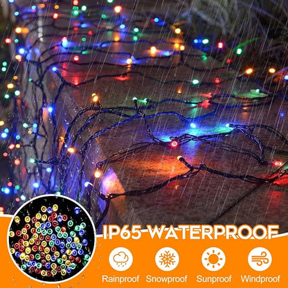 Extra Long 132ft Christmas Decorative Mini Lights, 400 LED Green Wire Fairy Starry String Lights Plug in, Timer & Memory & 8 Modes, for Indoor Outdoor Xmas Tree Wedding Party Decoration, Multicolor