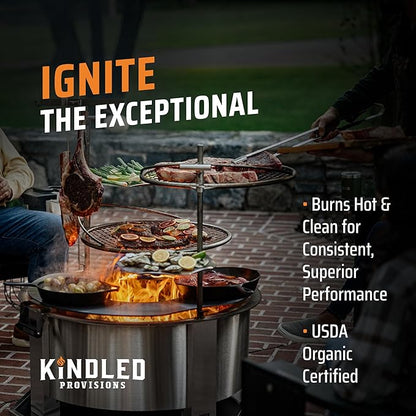 Oak Cooking Wood Box by Kindled Provisions - 30lbs 12" Kiln Dried Oak Smoking Wood & Grilling - Robust Flavor Oak Wood Chunks for Smokers - Premium Southern Appalachian Hardwood - for Beef, Pork, Fish