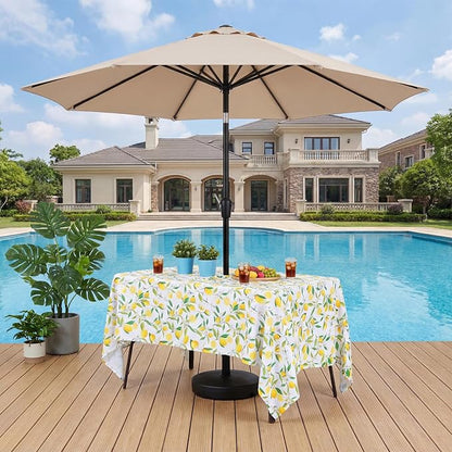 SquarePie Outdoor Tablecloth with Umbrella Hole Rectangle - 60x84 Inch Water Resistant SpillProof Zippered Patio Table Cover for Spring Summer Garden Camping Poolside Picnic, Summer Lemon