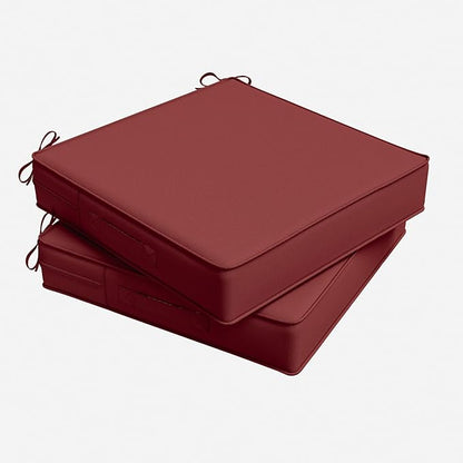 Outdoor Chair Cushion 22 x 22 x 4 Inches Patio Furniture Outdoor Waterproof Seat Cushion, Patio Chair Cushion with Handles and Ties, Square Dining Chair Cushion Set of 2, Burgundy