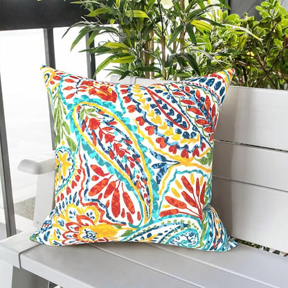 LVTXIII Outdoor Pillow Covers 20x20 Inch, 2 Pack Large Square Throw Pillow Cases, Fade-Resistant Cushion Covers for Patio Furniture Sofa, Garden Porch, Paisley Multi