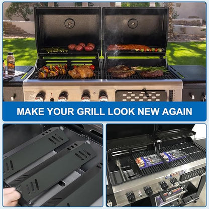 SafBbcue Grill Replacement Parts for Pit Boss Memphis Ultimate 4-in-1 Combo Grill, Porcelain Heat Plate Stainless Steel Burner for Pit Boss Memphis Ultimate Gas and Charcoal Combo Grill