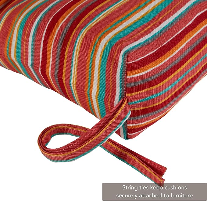Greendale Home Fashions Outdoor 44x22-inch High Back Chair Cushions (Set of 2), Coral Stripe