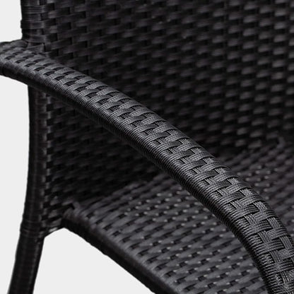 Patio Sense Morgan Outdoor Wicker Chair | Set of 4 | Black | Steel Powder Coated Frame | No Assembly | Lightweight and Portable | Zero Maintenance | For Indoors, Porch, Backyard, Lawn, Garden, Balcony