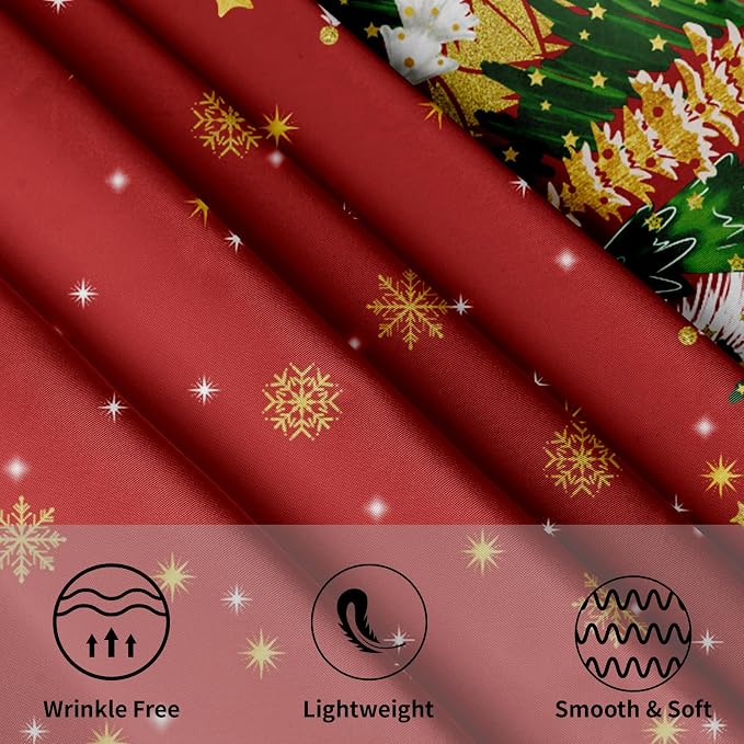 Sweetshow Xmas Trees Red Tablecloth 60 Inch Decor | Winter Gold Snowflake Table Cloth Round Washable Stain and Wrinkle Resistant Round Table Cover for Dining Picnic