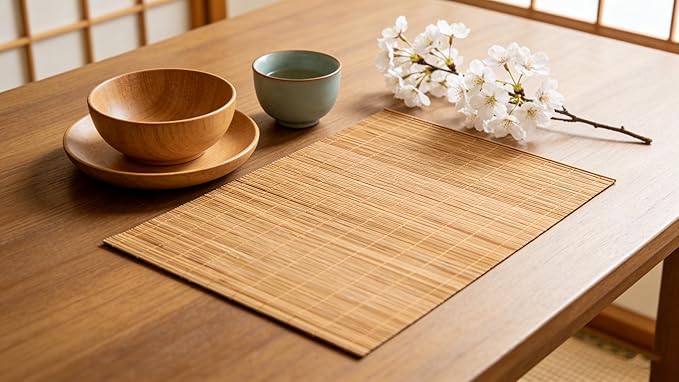 Dining Table Placemat, Heat-Resistant Place Mat Stain Resistant Anti-Skid Washable Bamboo Table Mat Placemat Kitchen Table mat