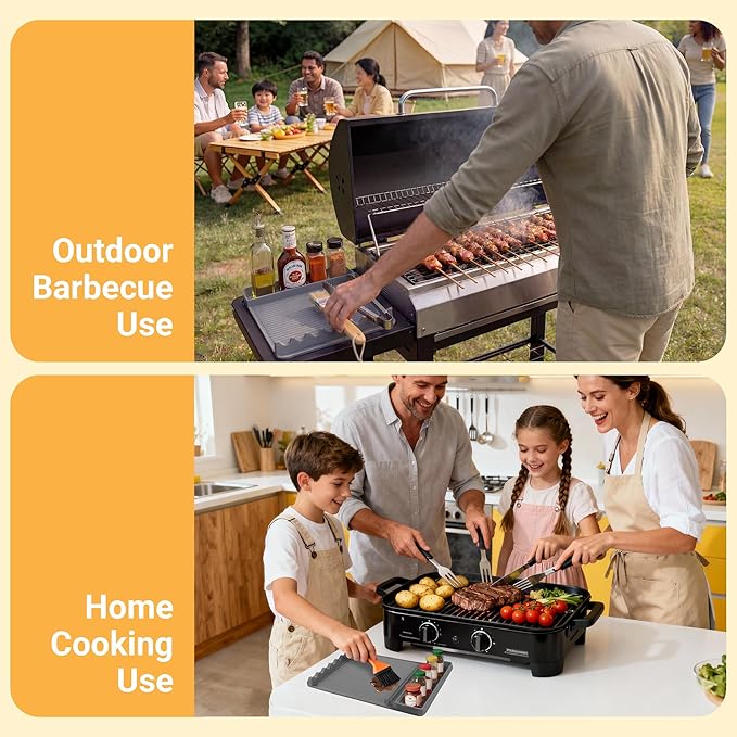Silicone Grill Mat for Blackstone Griddles & Outdoor Grills - Heat Resistant (450°F) Countertop Protector, Non-Slip Tool Organizer & Grease Catcher, 16x11.5 Inch(Grey)