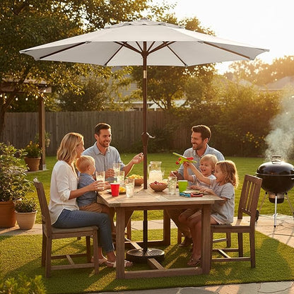 9ft 2-Tiers Patio Umbrella,Outdoor Market Table Umbrella with Push-Button Tilt & Crank | UV Protection,Suit for Backyard,Garden,Pool,Deck(Creamy-white)