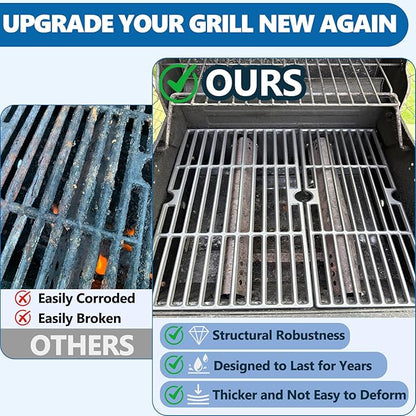 SafBbcue 18 Inch Grill Grates for Charbroil Performance 2 Burner 463625217, 463673519, 463625219, 463673017, G470-0003-W1, G470-0002-W1 G321-0005-W1 Grill Parts, Performance 300 2-Burner Gas Grill