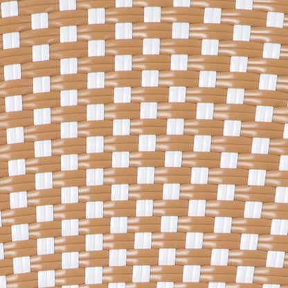 Flash Furniture Lourdes Indoor/Outdoor Commercial Thonet Bistro Stack Chair - Natural/White PE Rattan Back and Seat - Light Natural Bamboo Print Metal Frame