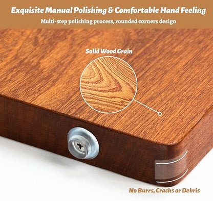 Brosisincorp Real Solid Sapele Cutting Board One Piece No Glue Non Toxic All Whole Single Wood Butcher Block Thick Hard Wood Heavy Duty Edge Grain (Small,14.17"L*9.45"W*0.98"Th)