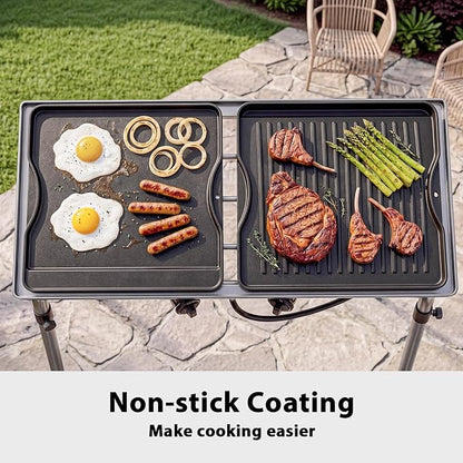 Utheer Reversible Grill Griddle for All Camp Chef 14" & 16" Stoves Cast Iron Griddle, for Camp Chef Explorer 2-Burner Stove,3-Burner, Single Burner Outdoor Stove, 1 Pack