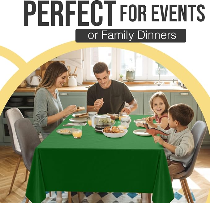 Exquisite 66% Thicker Premium Plastic Table Cloth Rectangle Table Cover 0.5 Mil 12 Pack Emerald Green Table Cloth 54 Inch x 108 Inch Disposable Tablecloth Won't Tear Easily Like Cheap Thin Brands