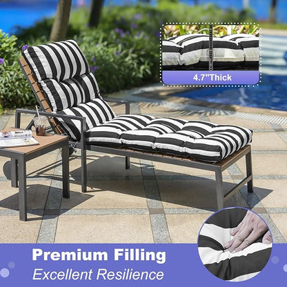 Outdoor Lounge Chair Cushions, 74.4 x 22 x 4.7 Inches Waterproof Fade Resistant Patio Cushion for Chaise Lounger