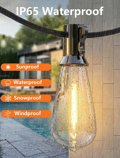 Oviejo 20Ft LED Outdoor String Lights with 22 ST40 LED Shatterproof Bulbs | Waterproof Edison Patio String Lights for Outside Deck Camp Backyard Pergola Party, E17 Base, 2700K Dimmable