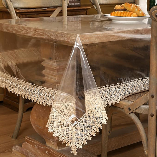 Walrus Clear Vinyl Tablecloth Protector Waterproof/Oil-Proof Plastic Square Transparent Sheet Table Cover (54X102 Inch)