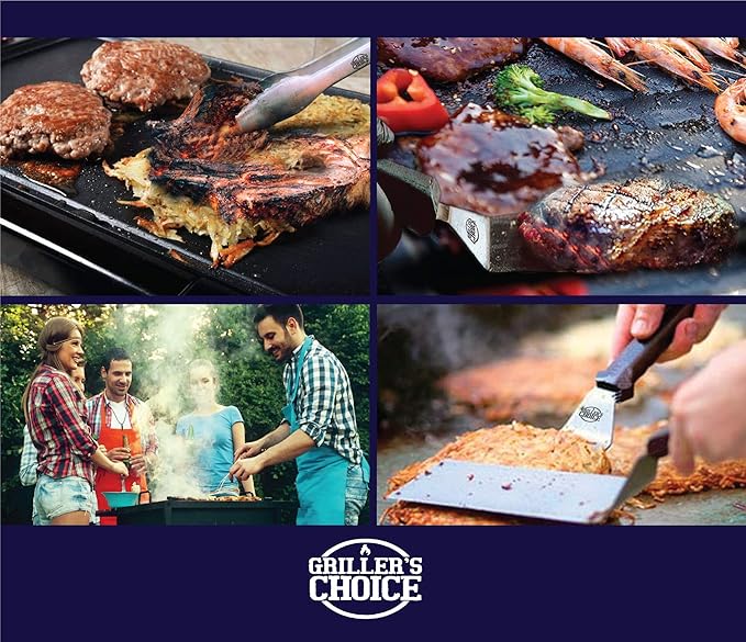 Griller's Choice Professional Stainless Steel Griddle Accessories, Flat Top Grill Accessories Kit, Machine Washable, Durable & Ergonomic Design for Chefs and Home Cooking Enthusiasts