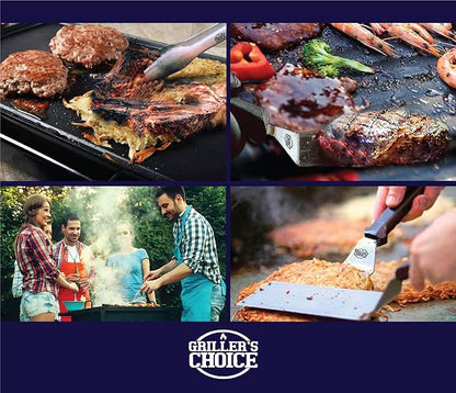 Griller's Choice Professional Stainless Steel Griddle Accessories, Flat Top Grill Accessories Kit, Machine Washable, Durable & Ergonomic Design for Chefs and Home Cooking Enthusiasts