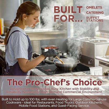 ChangBERT Built-in & Countertop Induction Cooktop, NSF-Certified Commercial Grade Single Induction Burner, Large 8” Heating Coil, Low Noise, Precise Temperature Control for Apartments RVs Food Station