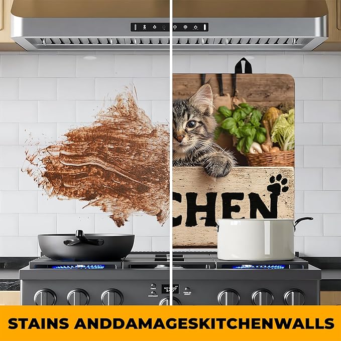 Stove Top Cover Retro Flower Gas Stove Top Cover for Home Decoration Kitchen Pad Non-Stick Washable Cooktop Covers Countertop Protector Keep Stove Clean 28"x20" (Kitchen cat)