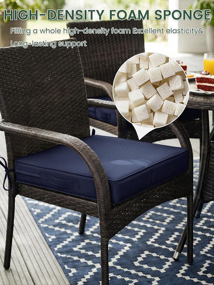 Outdoor Chair Cushion 22 x 22 x 4 Inches Patio Furniture Outdoor Waterproof Seat Cushion, Patio Chair Cushion with Handles and Ties, Square Dining Chair Cushion Set of 4, Navy Blue