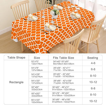 Smiry Square Table Cloth, Waterproof Vinyl Tablecloth with Flannel Backing for Square Tables, Wipeable Spillproof Plastic Tablecloths for Dining, Camping, Indoor and Outdoor (54"x54", Bright Orange)
