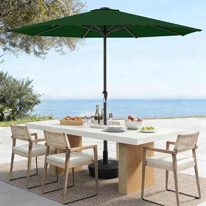 AreShark 12 FT Patio Umbrella for Outdoor, Outdoor Table Umbrella with Crank, Outdoor Patio Umbrellas with 8 Sturdy Ribs, Patio Umbrellas for Market, Garden, Pool (Dark Green)