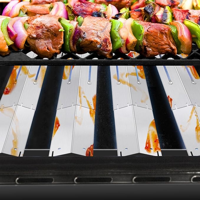 GasSaf Adjustable Heat Plates Extend from 13.5" to 25" for Expert Grill Parts Burner Covers, Universal Heat Shield Flame Guards Replacement for Charbroil Brinkmann Royal Gourmet Nexgrill More Grills