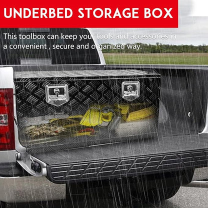 36" x 18" x 18" Truck Tool Box Pickup Truck Bed Toolbox Heavy Duty | Aluminum Underbody Truck Box Fit For RV Trailers Storage Organizer with Lock & Keys Black