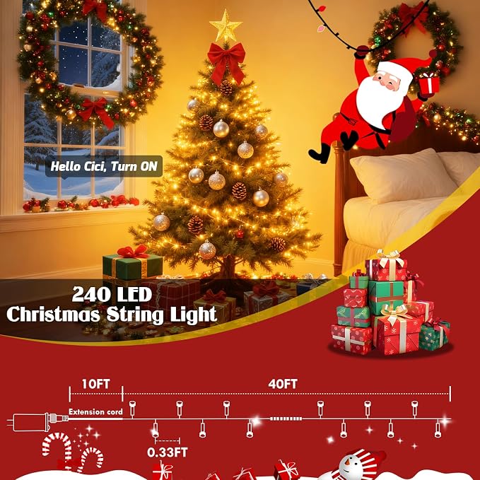 2026 New Voice Control Connectable 88FT 240LED String Lights Indoor Outdoor Clear Wire Twinkle Fairy Light Plug in with Timer for Bedroom Classroom Wedding Tree Patio Decor