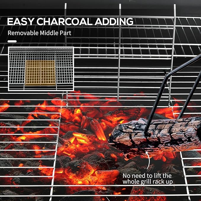 Barrel Charcoal BBQ Grill with Wheels, 420 sq.in. Cooking Area, Built-In Thermometer & Ash Catcher for Patio Picnics & Backyard Parties