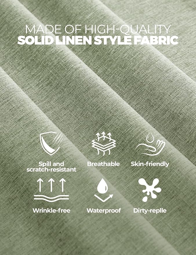 Decorelia Sage Green Washable Table Cloths for 8 Ft Rectangle Tables-4 Pack, Washable Polyester Rustic Faux Linen Rectangular Table Cloth Cover for Wedding,Outdoor,Events, Party,Banquet, 60x120 Inch