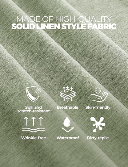 Decorelia Sage Green Washable Table Cloths for 8 Ft Rectangle Tables-4 Pack, Washable Polyester Rustic Faux Linen Rectangular Table Cloth Cover for Wedding,Outdoor,Events, Party,Banquet, 60x120 Inch