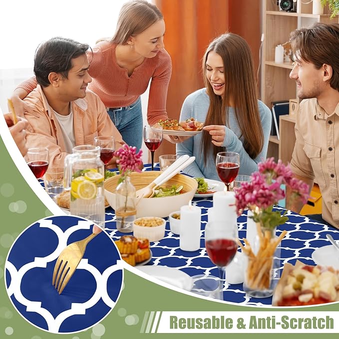 Smiry Rectangle Picnic Table Cover, Waterproof Elastic Fitted Camping Tablecloths for 6 Foot Tables, Wipeable Flannel Backed Vinyl Tablecloth Protector for Indoor, Outdoor (Navy, 30x72 Inches) | Waterproof Elastic Stretch Table Cloth, Wipeable Plastic ...