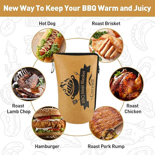 BBQ Blanket for Resting Meat,Smoker Meat Resting Blanket,Reusable Smoker Grilling Meat Insulated Resting Bag with Wide Mouth for Large Brisket/Beef/Pork Shoulders/Turkeys (BBQ Blanket 21in)