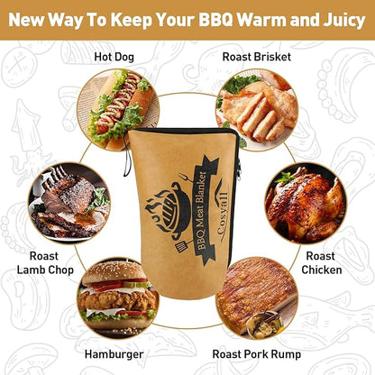 BBQ Blanket for Resting Meat,Smoker Meat Resting Blanket,Reusable Smoker Grilling Meat Insulated Resting Bag with Wide Mouth for Large Brisket/Beef/Pork Shoulders/Turkeys (BBQ Blanket 18in)