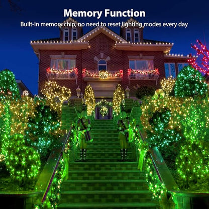 Brizled Outdoor Christmas Lights Green, 78.74ft 240 LED Mini Light String | Connectable; 8 Modes; Waterproof; Memory; Timer; Plugin Twinkle Mini Tree Fairy Light for Outside Xmas Patrick's Day Party