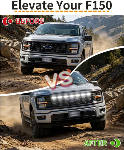 LED Grill Lights for Ford F150 2024-2026 Accessories STX Only, White | Direct-Snap F150 Front Grille Marker Lights, OEM-Style Fit, IP68 Waterproof, Raptor-Style Front-End Upgrade, Off-Road Ready